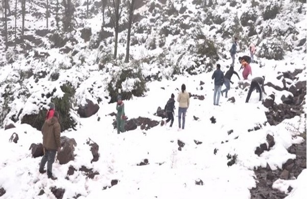 Jammu and Kashmir: Tourists throng Panchari to enjoy fresh snowfall