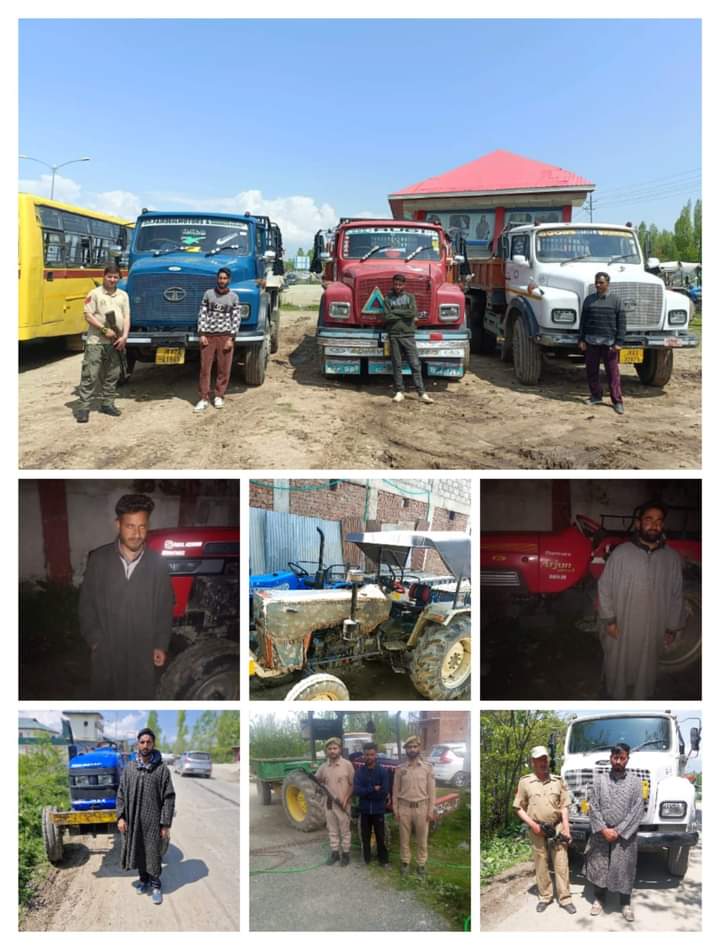 Illegal extraction & transportation of minerals, Police seizes 11 vehicles, arrests 9 drivers in Baramulla