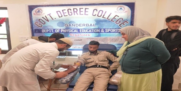 Blood Donation Camp held at GDC Ganderbal; 31 Blood Units collected