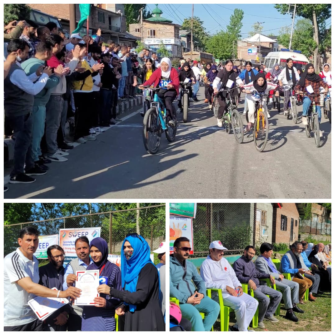Girls Cycle Rally Promotes Voter Awareness in Anantnag District